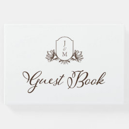 Elegante kalligrafie & Botanische Monogram Crest Gastenboek