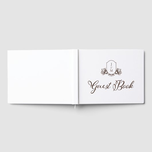 Elegante kalligrafie & Botanische Monogram Crest Gastenboek (Volledig)