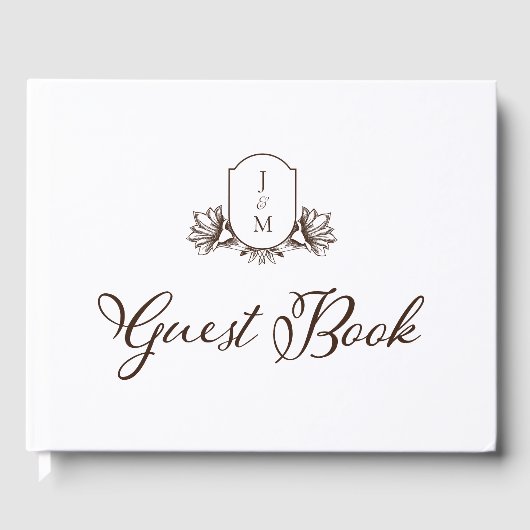 Elegante kalligrafie & Botanische Monogram Crest Gastenboek (Voorkant)