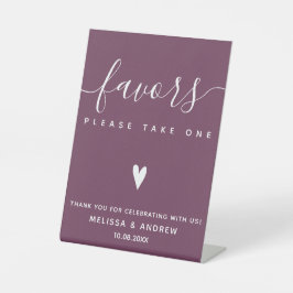 Elegante kalligrafie Bourgondische bruiloft gunste Reclamebord Met Voetstuk