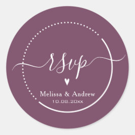 Elegante kalligrafie - Bourgondische bruiloft RSVP Ronde Sticker