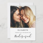 Elegante kalligrafie bruidsmeisje dank u kaart (Voorkant)