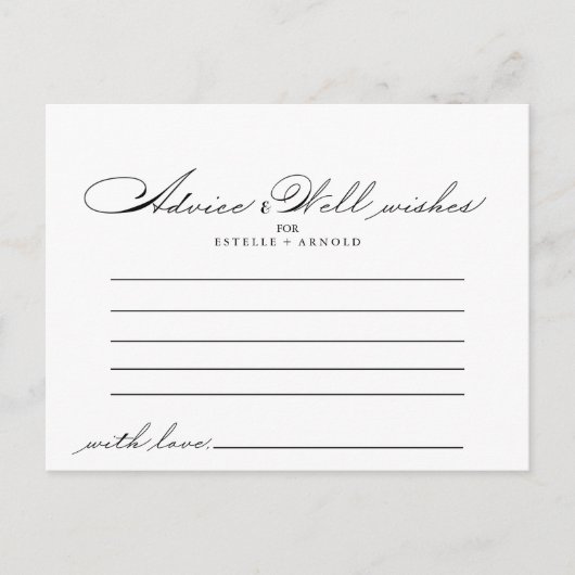 Elegante kalligrafie bruiloft advies Kaart (Voorkant)