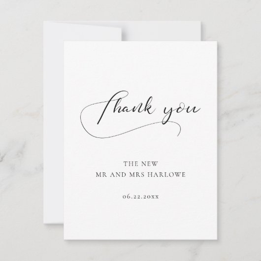 Elegante kalligrafie bruiloft bedankkaart (Voorkant)