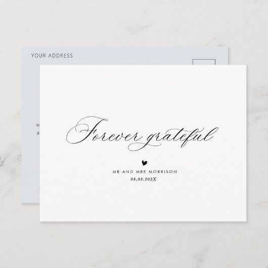 elegante kalligrafie bruiloft bedankt briefkaart (Voorkant / Achterkant)