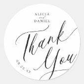 Elegante kalligrafie bruiloft bedankt gunst ronde sticker (Voorkant)