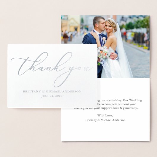 Elegante kalligrafie bruiloft Bedankt Silver Folie Kaarten (Display)