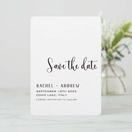 Elegante kalligrafie bruiloft Bewaar de datum Save The Date (Staand voorkant)