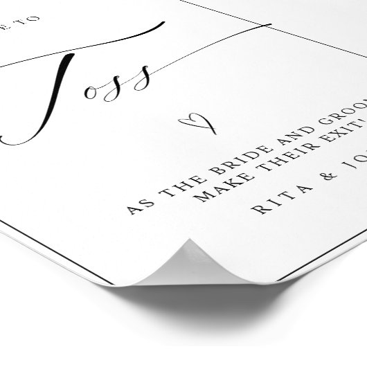 Elegante kalligrafie bruiloft bloemblaadje gooien  poster (Hoek)