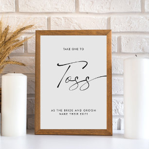 Elegante kalligrafie bruiloft bloemblaadje gooien reclamebord met voetstuk