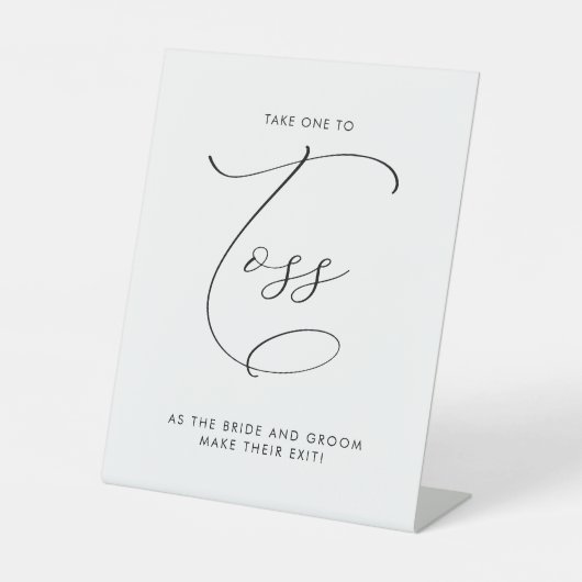 Elegante kalligrafie bruiloft bloemblaadje gooien  reclamebord met voetstuk (Voorkant)