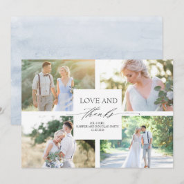 Elegante kalligrafie bruiloft dank u foto bedankkaart