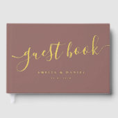 Elegante kalligrafie bruiloft echte folie gastenboek (Voorkant)