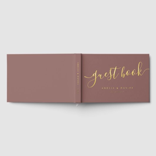 Elegante kalligrafie bruiloft echte folie gastenboek (Volledig)