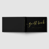 Elegante kalligrafie bruiloft echte folie zwart gastenboek (Volledig)