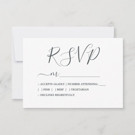 Elegante kalligrafie bruiloft eenvoudig RSVP kaartje (Voorkant)