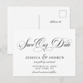 Elegante Kalligrafie Bruiloft Eenvoudige Save the Briefkaart (Voorkant / Achterkant)