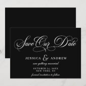 Elegante Kalligrafie Bruiloft Eenvoudige Save the  Date (Voorkant / Achterkant)