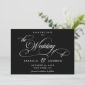 Elegante Kalligrafie Bruiloft Eenvoudige Save the  Save The Date (Staand voorkant)