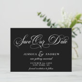 Elegante Kalligrafie Bruiloft Eenvoudige Save the  Save The Date (Staand voorkant)