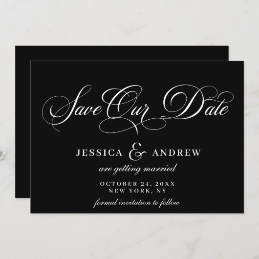 Elegante Kalligrafie Bruiloft Eenvoudige Save the Save The Date (Voorkant / Achterkant)