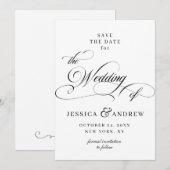 Elegante Kalligrafie Bruiloft Eenvoudige Save the  Save The Date (Voorkant / Achterkant)