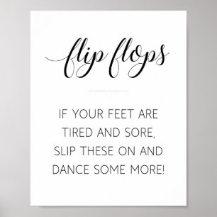 Elegante kalligrafie bruiloft Flip Flops bord Poster