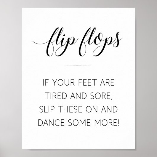 Elegante kalligrafie bruiloft Flip Flops bord Poster (Voorkant)