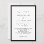 Elegante kalligrafie bruiloft formele zwarte grens kaart (Voorkant)