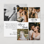 Elegante kalligrafie bruiloft foto collage dank u bedankkaart (Voorkant / Achterkant)