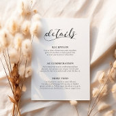 Elegante kalligrafie bruiloft gast informatie kaar informatiekaartje