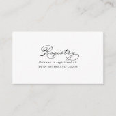 Elegante kalligrafie bruiloft geschenk register informatiekaartje (Voorkant)