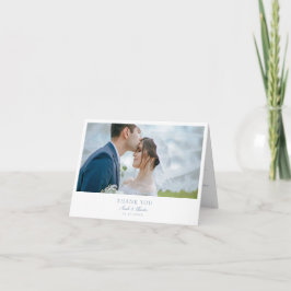 Elegante kalligrafie bruiloft gevouwen foto bedank bedankkaart