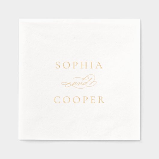 Elegante kalligrafie bruiloft goud folie servetten (Voorkant)