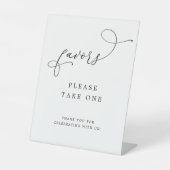 Elegante kalligrafie bruiloft gunsten teken reclamebord met voetstuk (Voorkant)