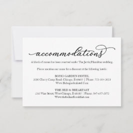 Elegante kalligrafie bruiloft hotel accommodaties RSVP kaartje