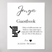 Elegante kalligrafie bruiloft Jenga gastenboek Poster (Voorkant)