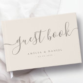 Elegante kalligrafie bruiloft lichtbruin gastenboek