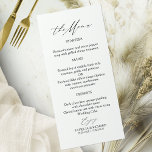 Elegante kalligrafie bruiloft menu Kaarten<br><div class="desc">Leg de tijdloze elegantie van uw speciale dag vast met onze eenvoudige,  chique kalligrafie zwart-wit trouwsuite.</div>