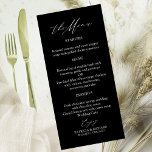 Elegante kalligrafie bruiloft menu Kaarten<br><div class="desc">Leg de tijdloze elegantie van uw speciale dag vast met onze eenvoudige,  chique kalligrafie zwart-wit trouwsuite.</div>