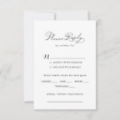 Elegante Kalligrafie Bruiloft Menu Keuze RSVP (Voorkant)