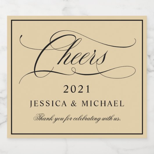 Elegante kalligrafie bruiloft mousserende wijn sparkling wijnetiket (Enkel label)