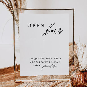Elegante kalligrafie bruiloft open bar drankjes bo poster