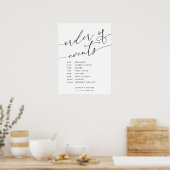 Elegante Kalligrafie Bruiloft Orde van Evenementen Poster (Keuken)