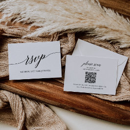 Elegante kalligrafie bruiloft QR-code RSVP-kaart RSVP Kaartje
