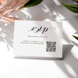 Elegante kalligrafie bruiloft QR-code RSVP-kaart RSVP Kaartje