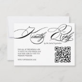 Elegante kalligrafie bruiloft QR-code RSVP-kaart RSVP Kaartje (Voorkant)
