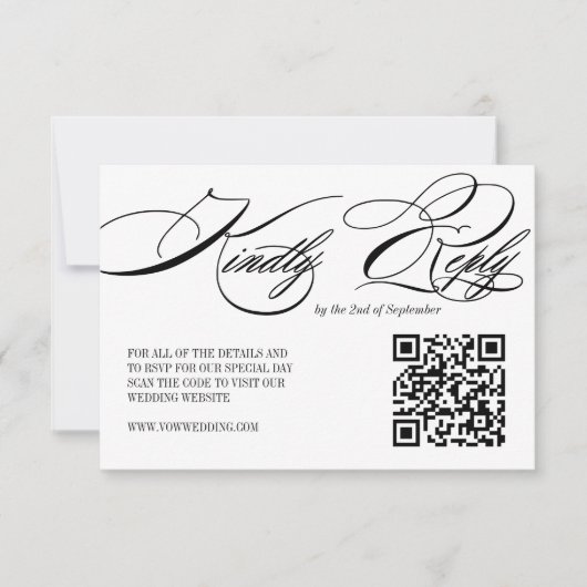 Elegante kalligrafie bruiloft QR-code RSVP-kaart RSVP Kaartje (Voorkant)