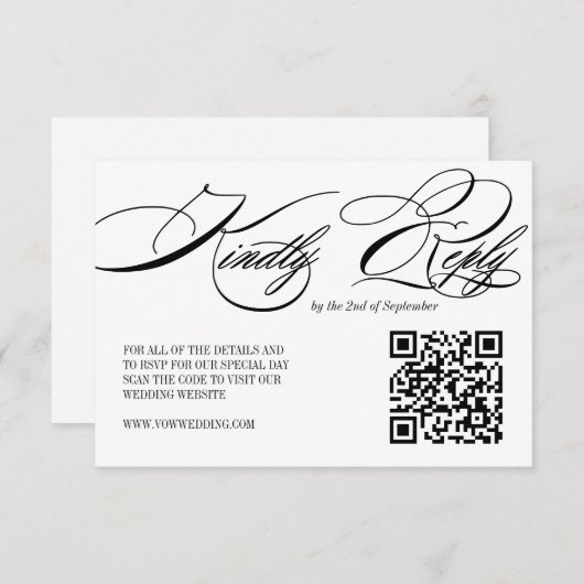 Elegante kalligrafie bruiloft QR-code RSVP-kaart RSVP Kaartje (Voorkant / Achterkant)
