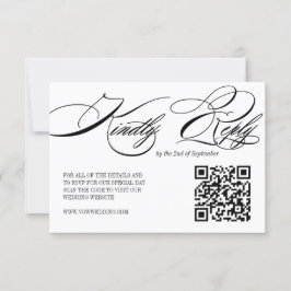 Elegante kalligrafie bruiloft QR-code RSVP-kaart RSVP Kaartje